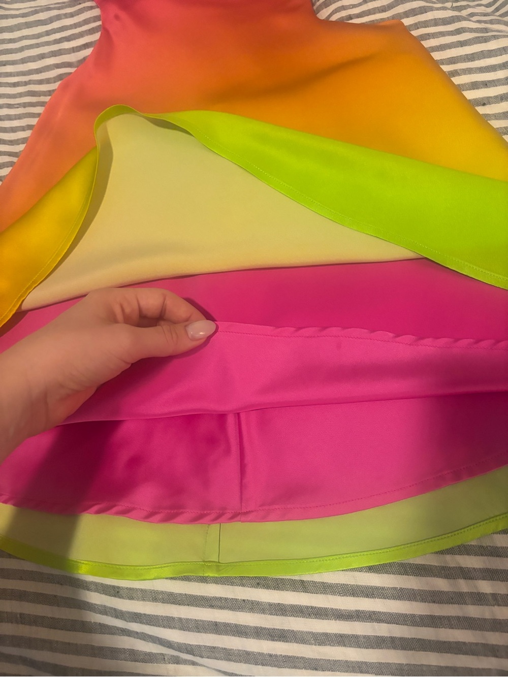 JOSEFINE SILK DRESS Pink Lime Ombre Retrofete silk mini slip dress backless - Picture 10 of 16